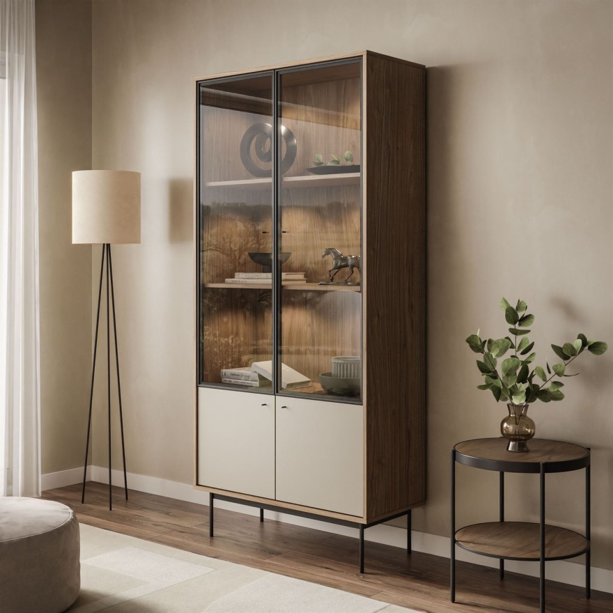 Zweiturige Vitrine ISA mit LED-Beleuchtung