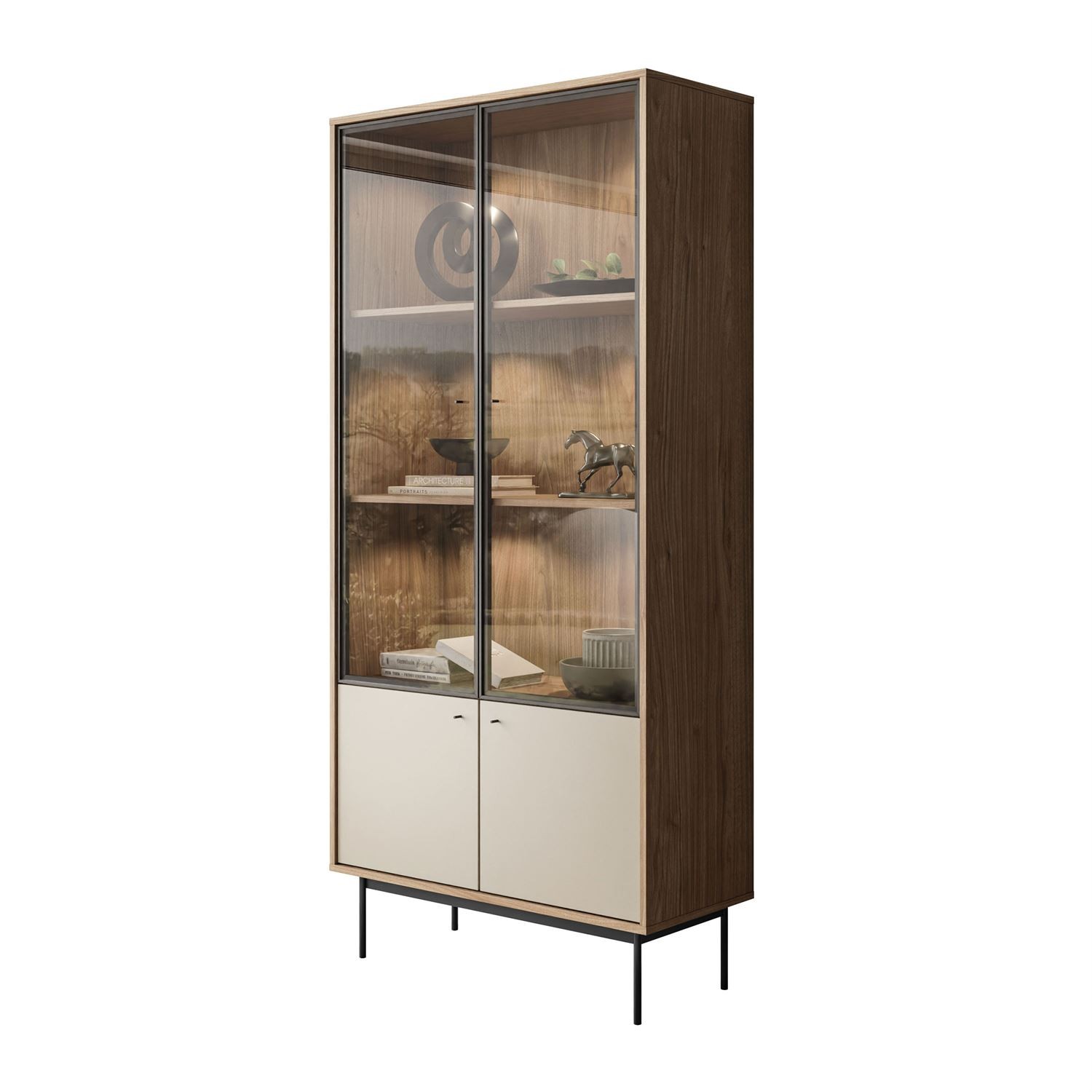 Zweiturige Vitrine ISA mit LED-Beleuchtung