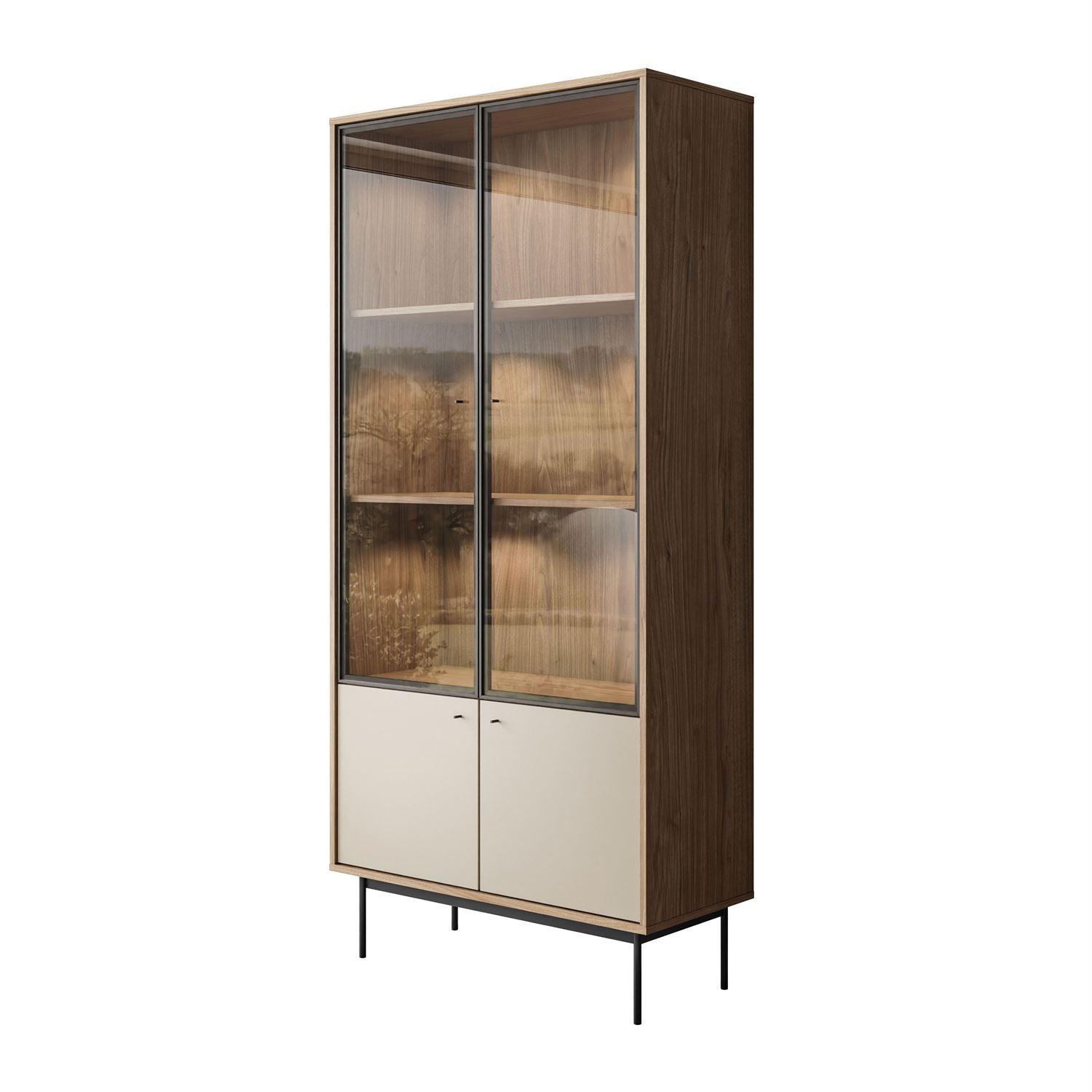 Zweiturige Vitrine ISA mit LED-Beleuchtung