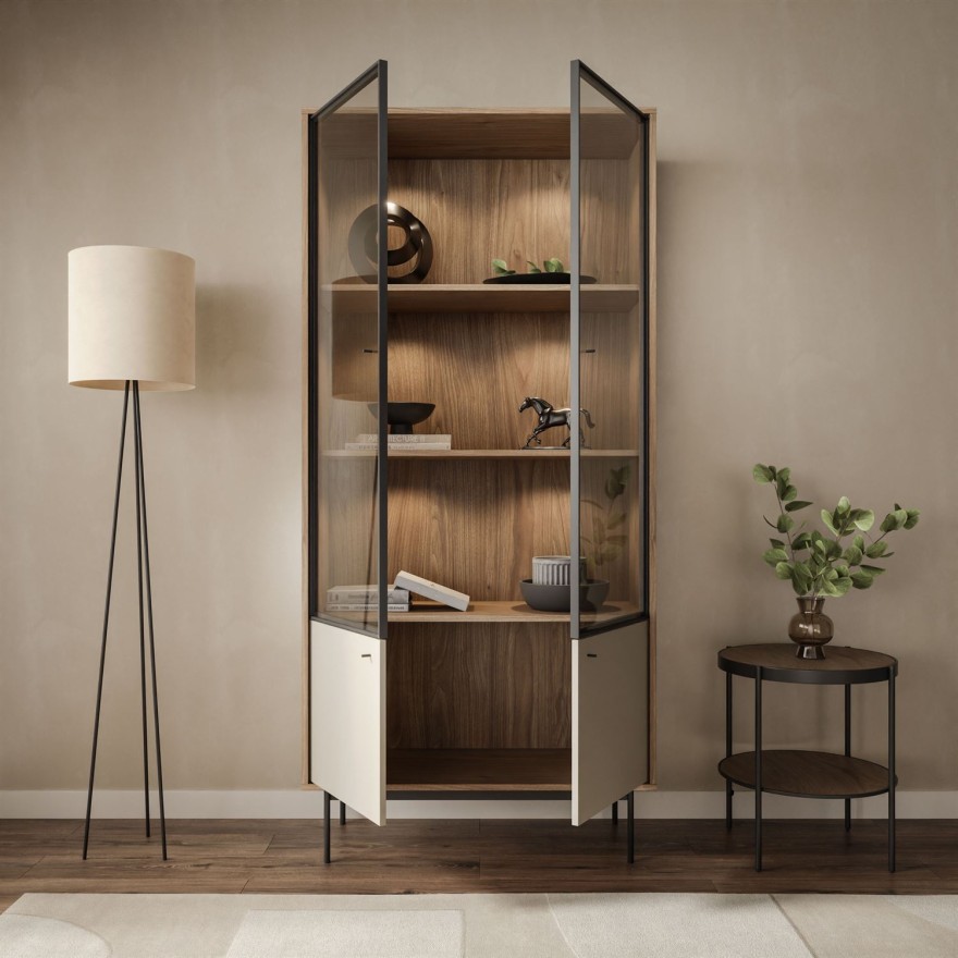 Zweiturige Vitrine ISA mit LED-Beleuchtung