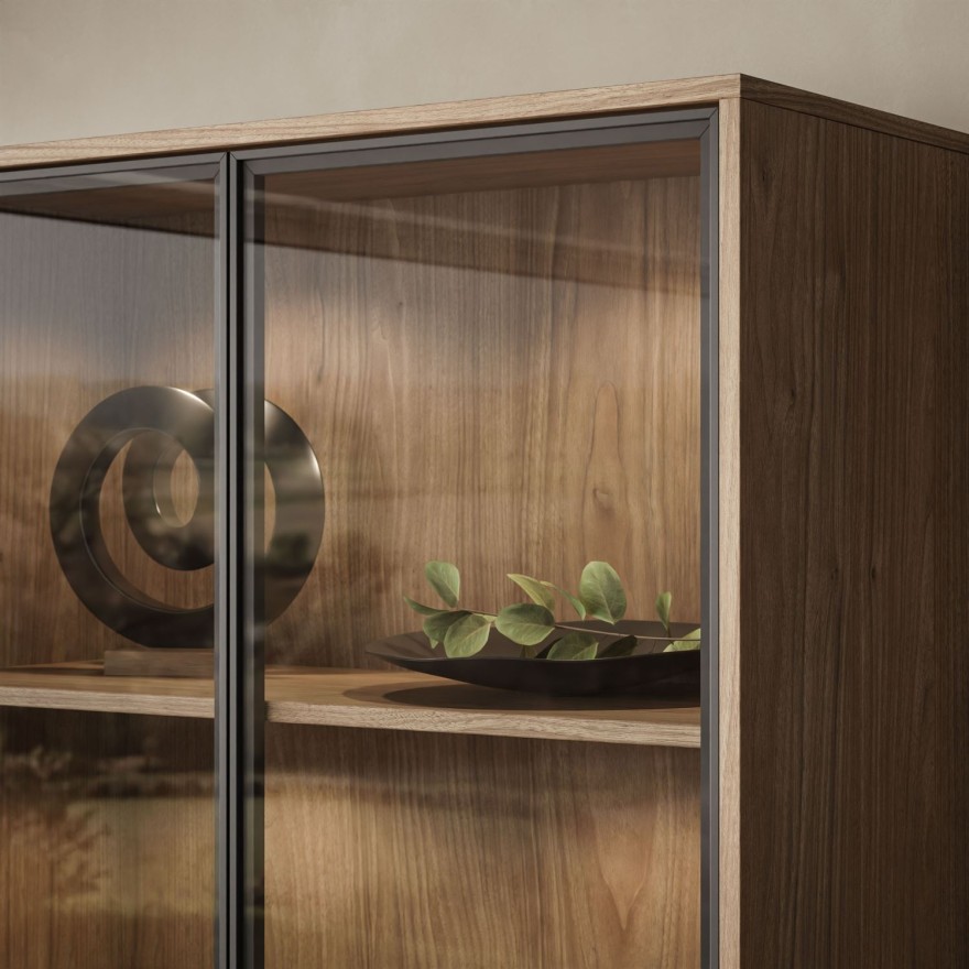 Zweiturige Vitrine ISA mit LED-Beleuchtung