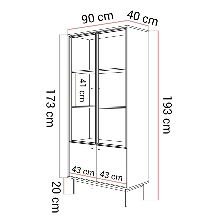 Zweiturige Vitrine ISA mit LED-Beleuchtung
