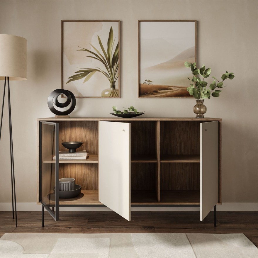 Dreiturige Kommode ISA 3D mit LED-Beleuchtung