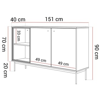 Dreiturige Kommode ISA 3D mit LED-Beleuchtung
