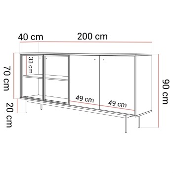 Vier­türige Kommode ISA 4D mit LED-Beleuchtung