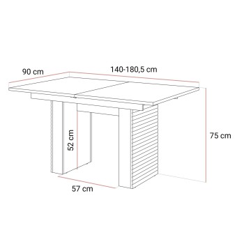 Ausziehbarer Esstisch FLORENCE 140–180 cm