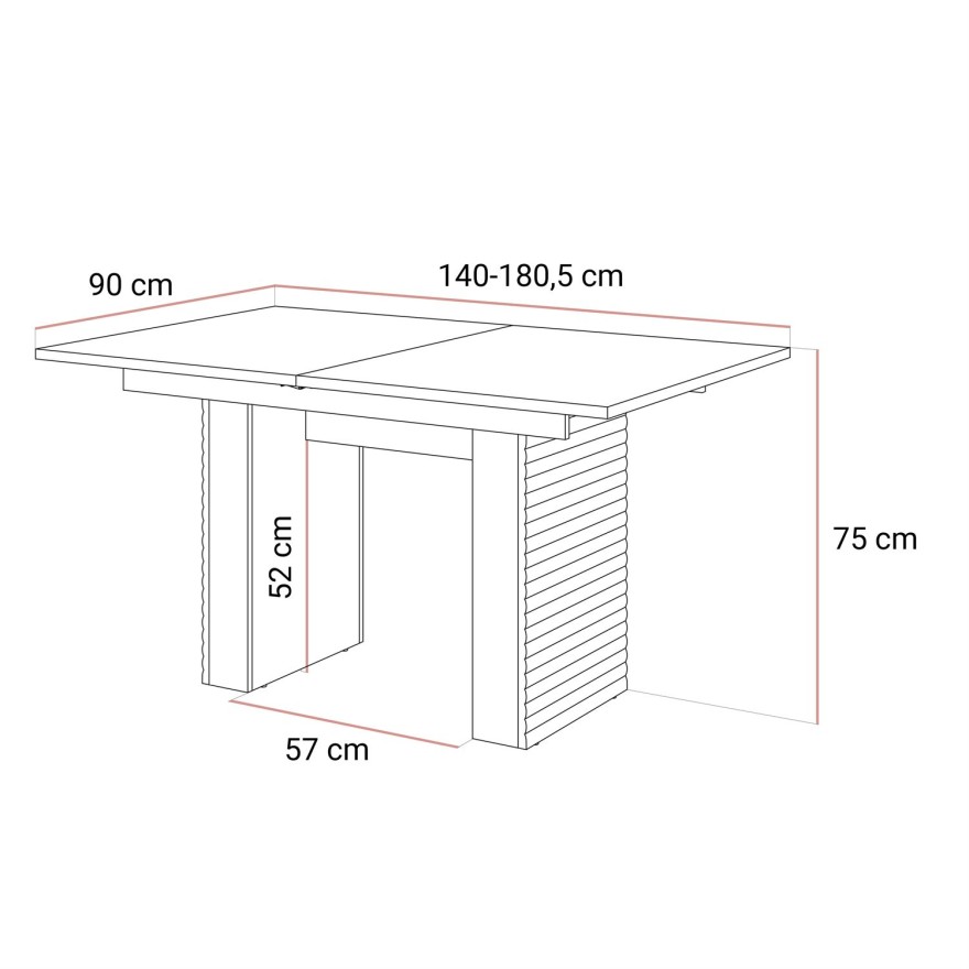 Ausziehbarer Esstisch FLORENCE 140–180 cm