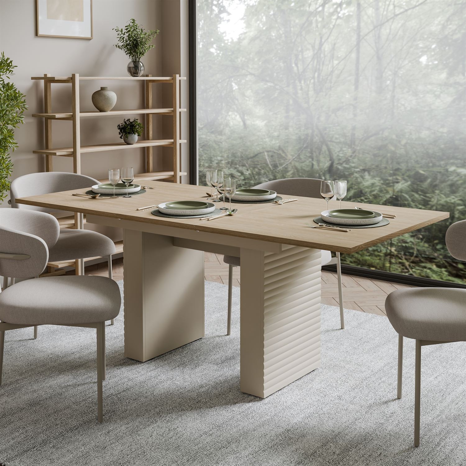 Esszimmer-Set FLORENCE – ausziehbarer Tisch mit vier Stühlen
