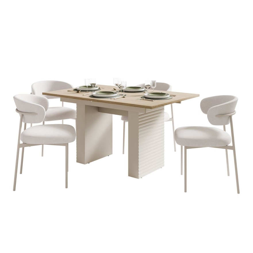 Esszimmer-Set FLORENCE – ausziehbarer Tisch mit vier Stühlen