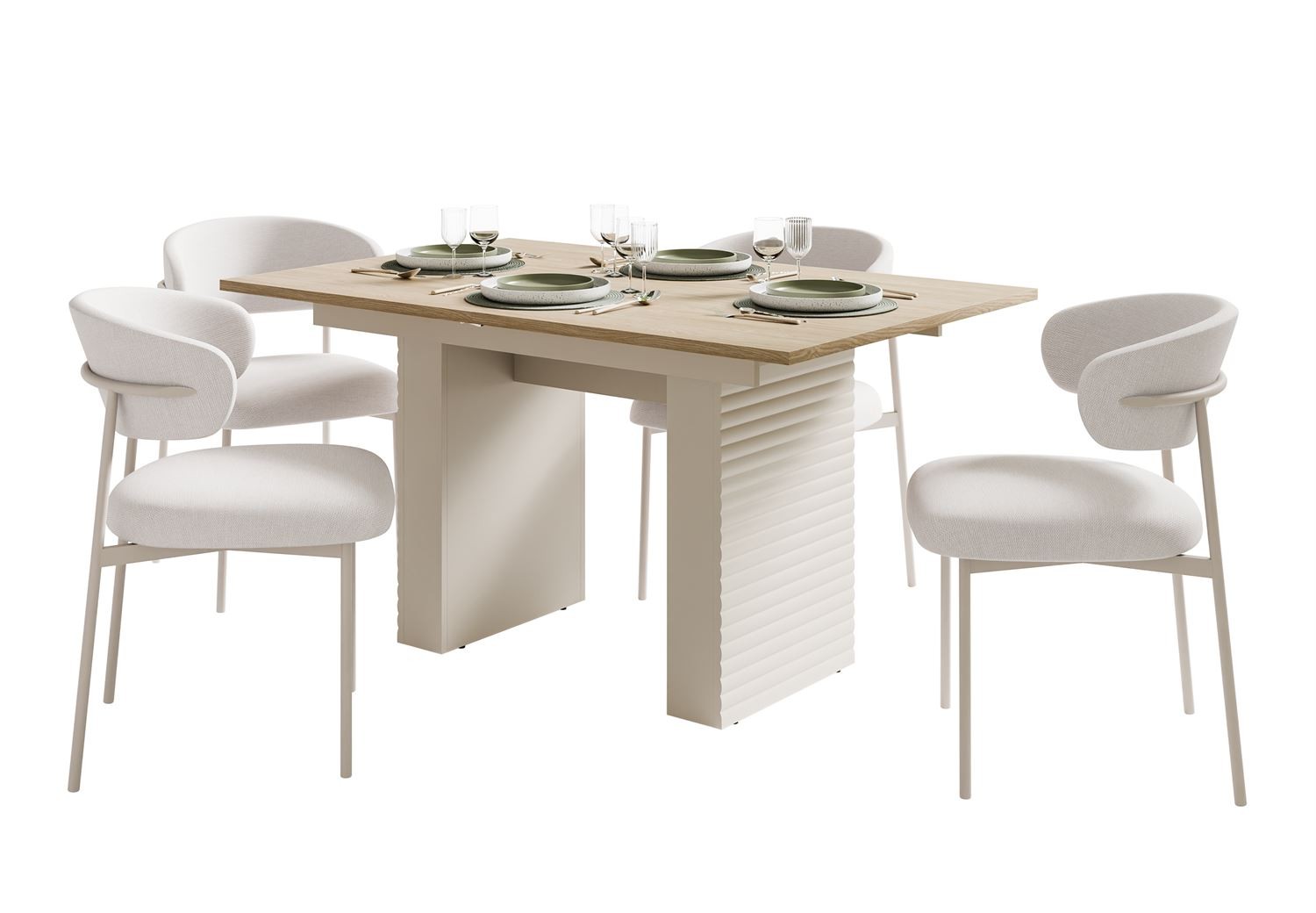 Esszimmer-Set FLORENCE – ausziehbarer Tisch mit vier Stühlen