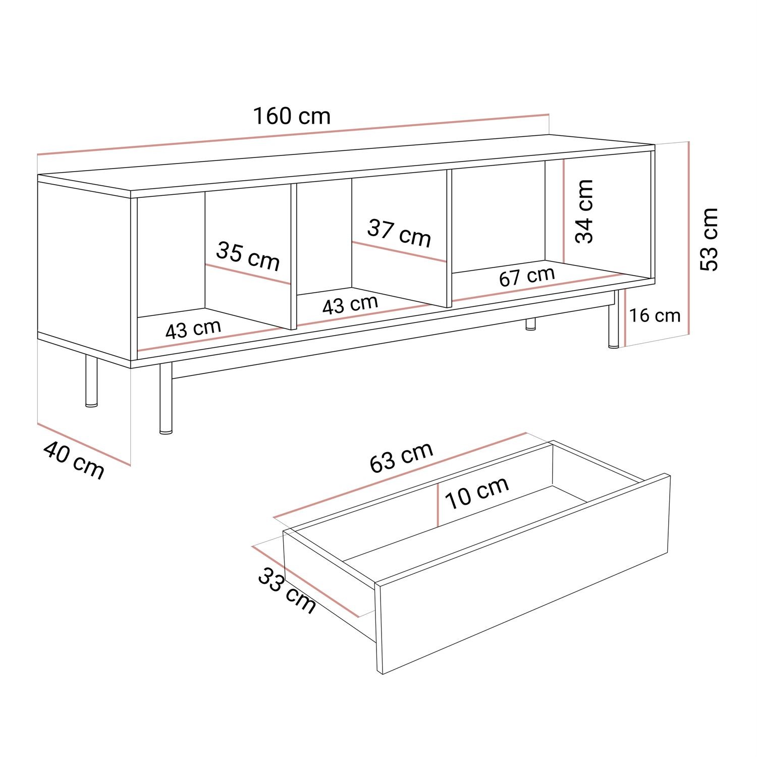 TV-Schrank FLORENCE mit LED-Beleuchtung