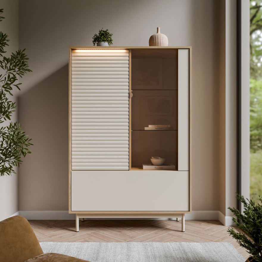 Vitrine FLORENCE 2D1W mit LED-Beleuchtung