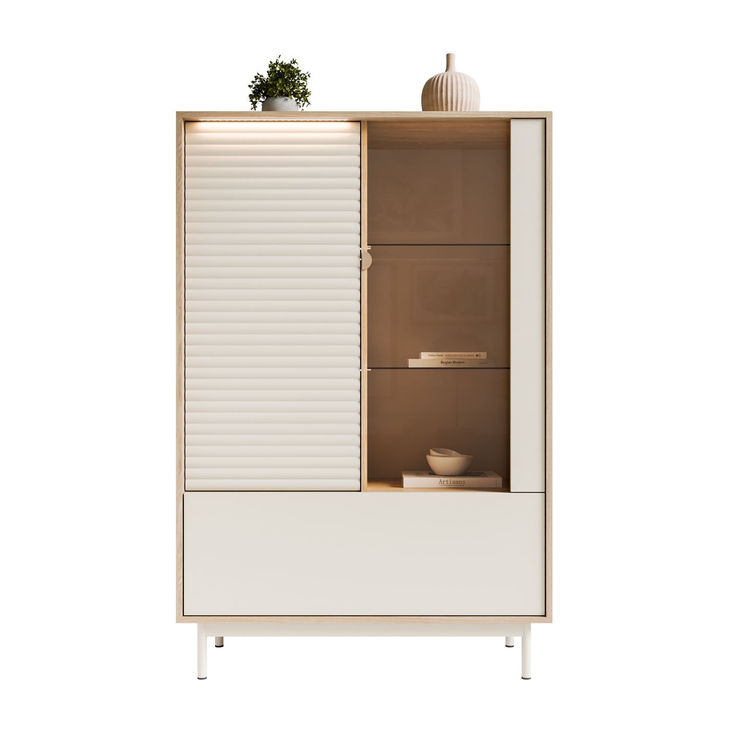 Vitrine FLORENCE 2D1W mit LED-Beleuchtung
