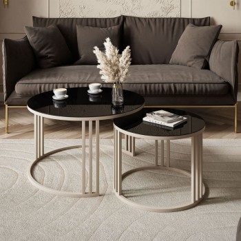 Couchtisch LORI 2in1 KASCHMIR mit Glasplatte