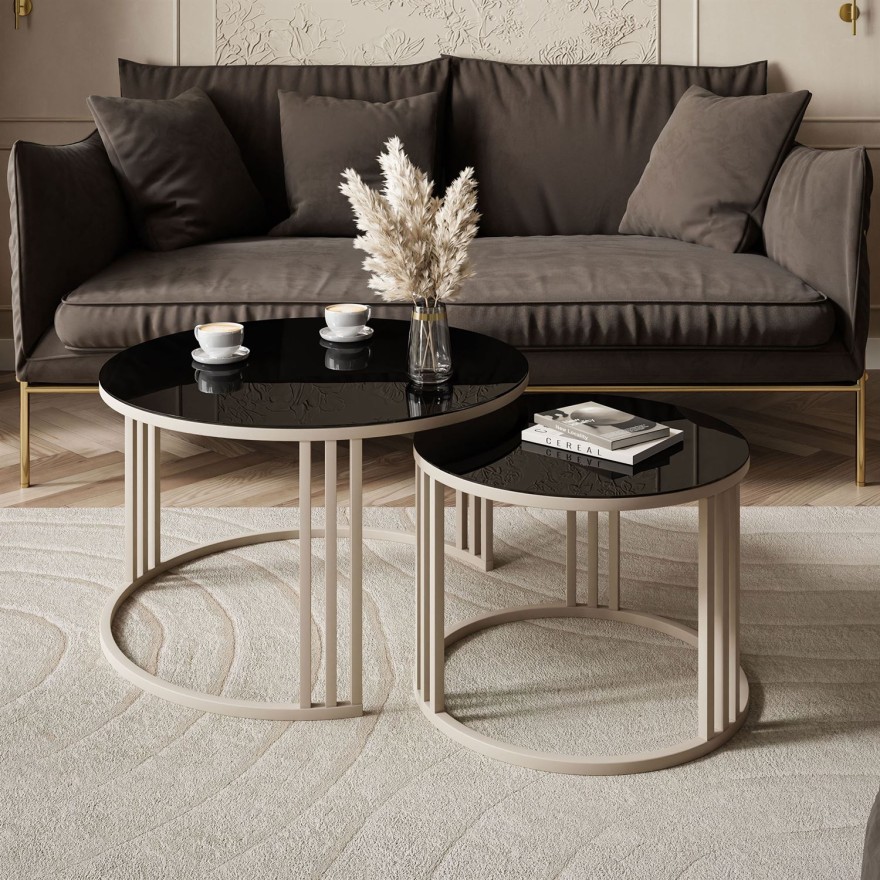 Couchtisch LORI 2in1 KASCHMIR mit Glasplatte