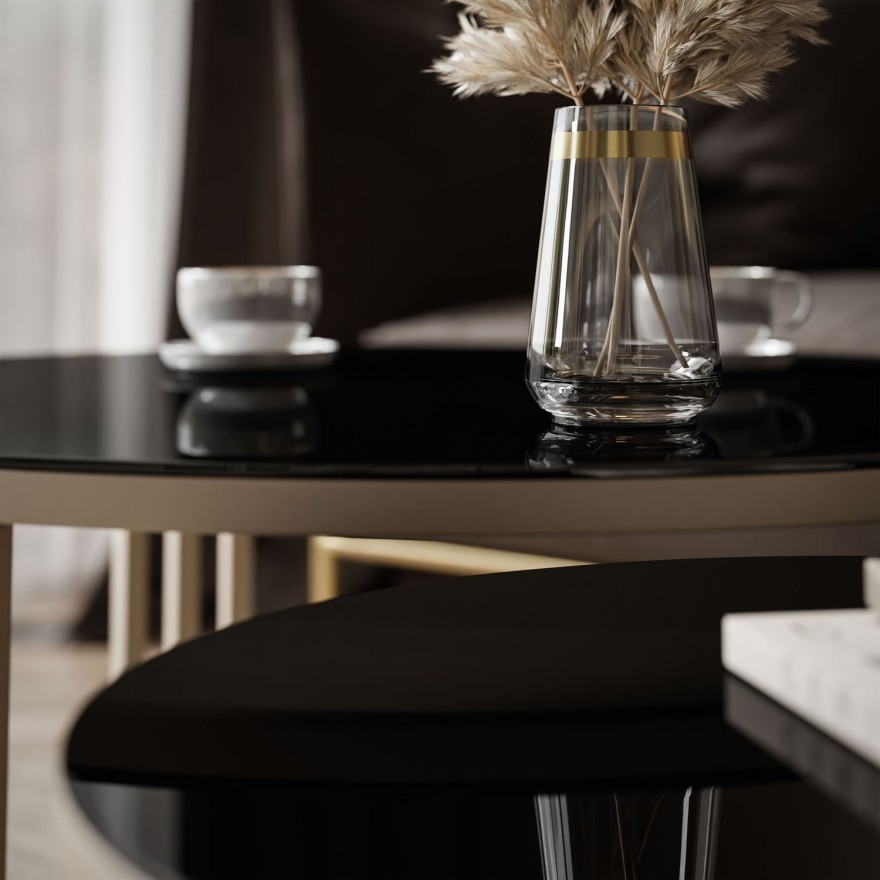 Couchtisch LORI 2in1 KASCHMIR mit Glasplatte