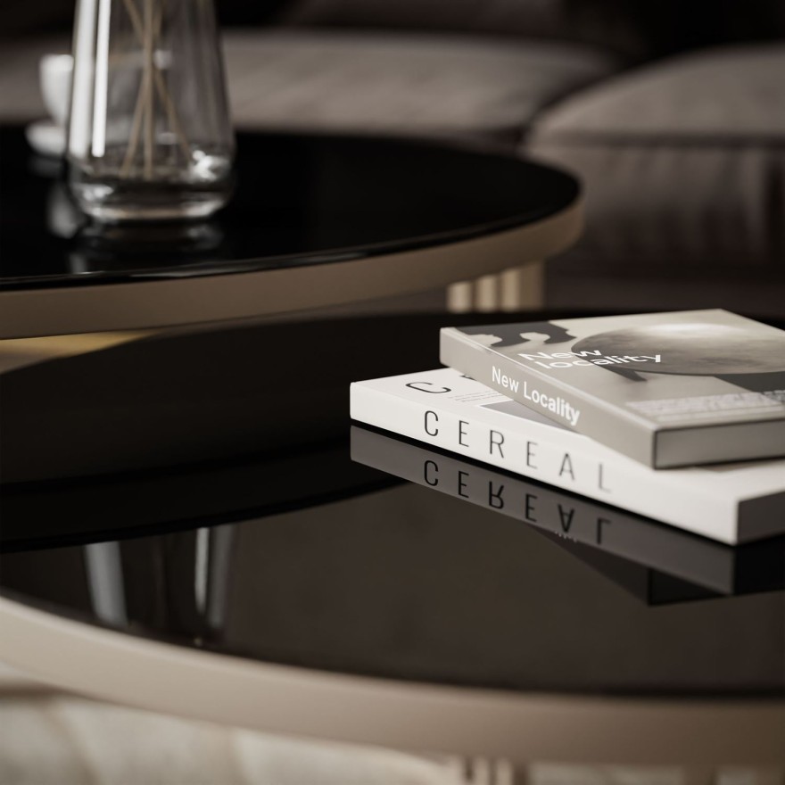 Couchtisch LORI 2in1 KASCHMIR mit Glasplatte