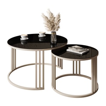 Couchtisch LORI 2in1 KASCHMIR mit Glasplatte