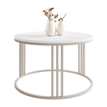 Runder Couchtisch LORI MAT auf kaschmirfarbenem Gestell