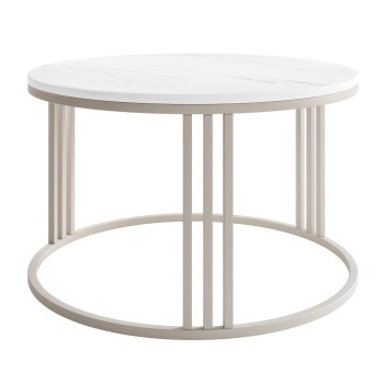 Runder Couchtisch LORI MAT auf kaschmirfarbenem Gestell