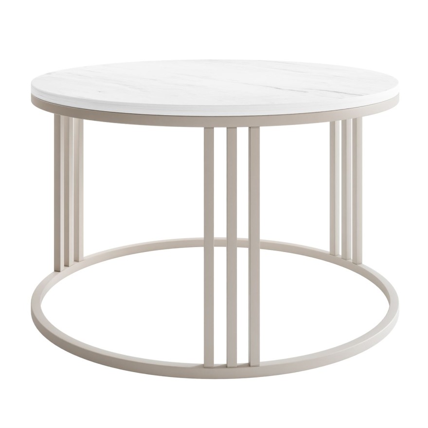 Runder Couchtisch LORI MAT auf kaschmirfarbenem Gestell