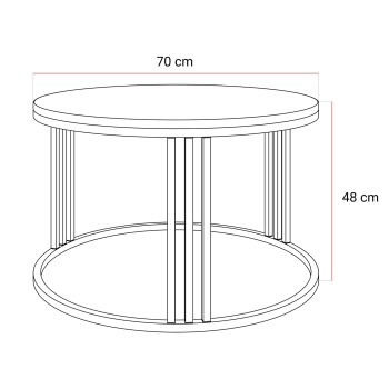 Runder Couchtisch LORI MAT auf kaschmirfarbenem Gestell