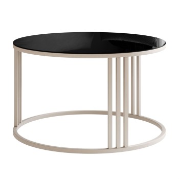 Runder Couchtisch LORI GLASS auf kaschmirfarbenem Gestell