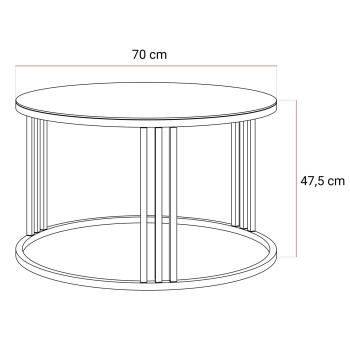Runder Couchtisch LORI GLASS auf kaschmirfarbenem Gestell