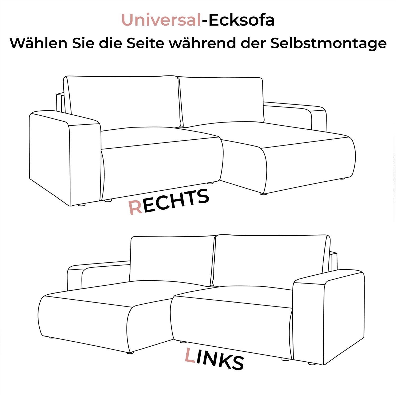Polster-Ecksofa OPERA mit Schlaffunktion und Bettkasten