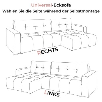 Gepolstertes Ecksofa ASTON mit Schlaffunktion