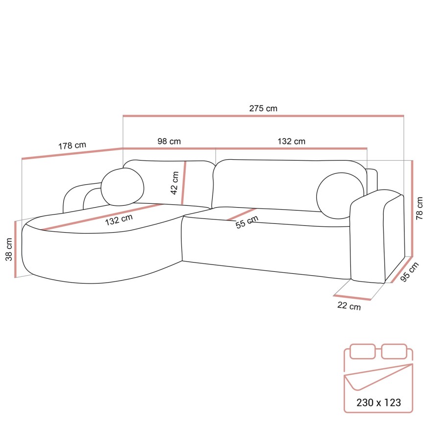 Ecksofa VENUS mit Schlaffunktion und Bettkasten