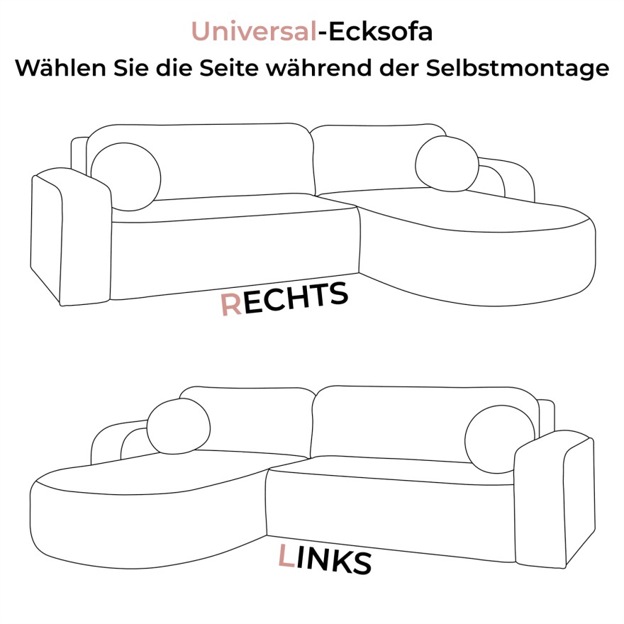Ecksofa VENUS mit Schlaffunktion und Bettkasten