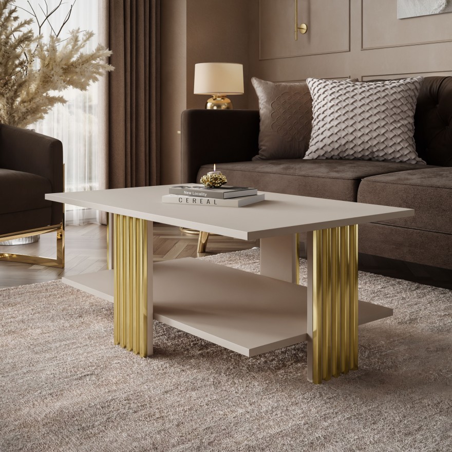 Couchtisch SAPHIRA GOLD mit Ablageboden