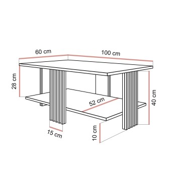 Couchtisch SAPHIRA GOLD mit Ablageboden