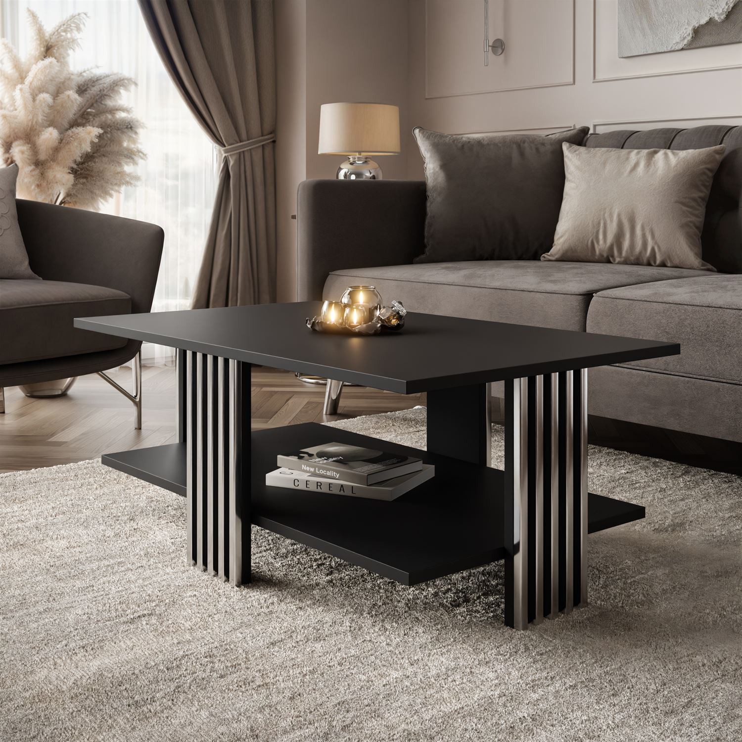 Couchtisch SAPHIRA SILVER mit Ablageboden