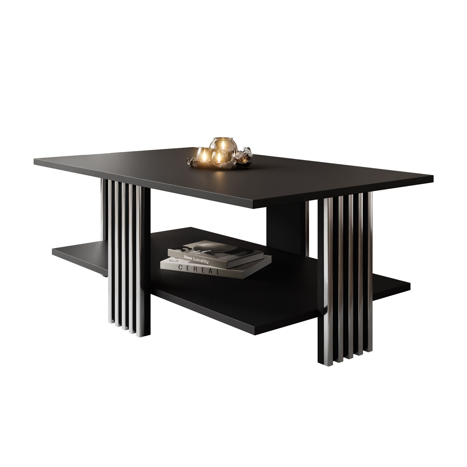 Couchtisch SAPHIRA SILVER mit Ablageboden