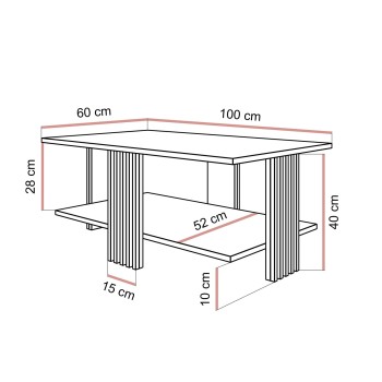 Couchtisch SAPHIRA SILVER mit Ablageboden