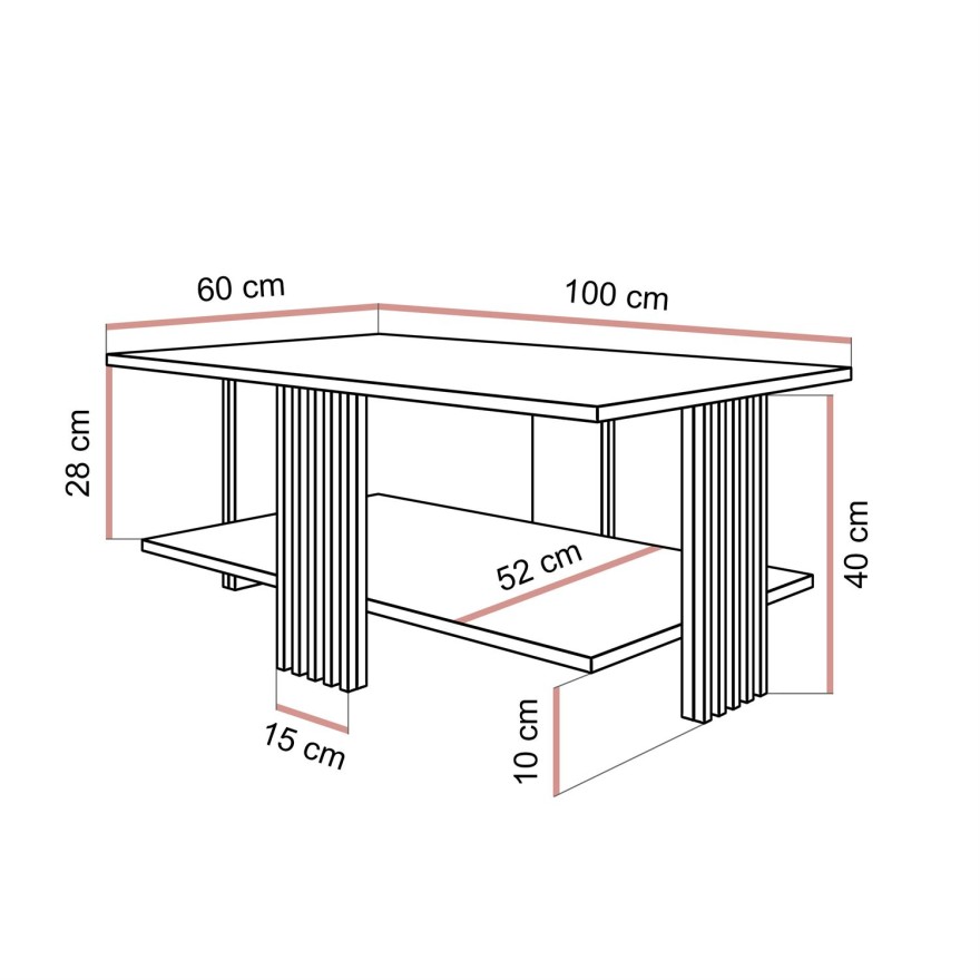 Couchtisch SAPHIRA SILVER mit Ablageboden