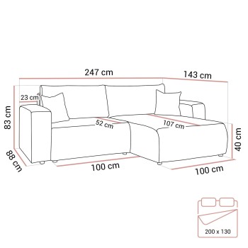 Ecksofa MOVE mit Schlaffunktion und Bettkasten