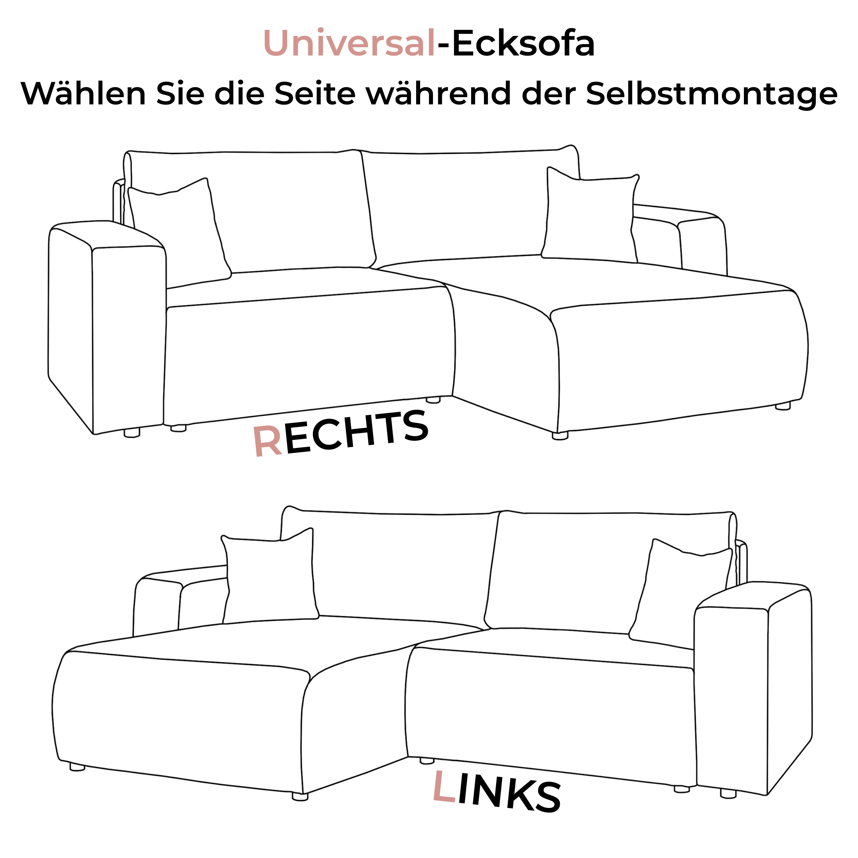 Ecksofa MOVE mit Schlaffunktion und Bettkasten