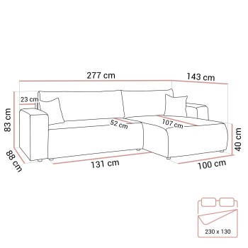 Ecksofa PRESTIGE SOFT mit Schlaffunktion und Bettkasten