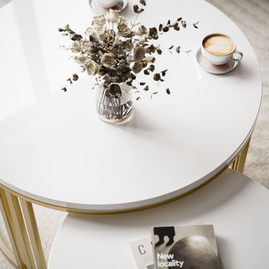 Couchtisch 2in1 LORI Hochglanz Gold gebürstet