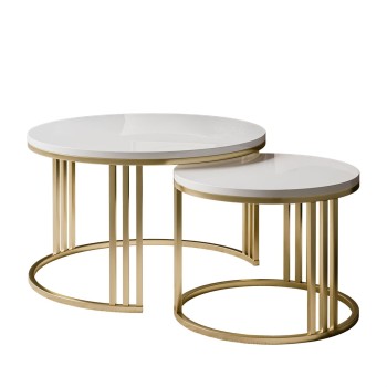 Couchtisch 2in1 LORI Hochglanz Gold gebürstet