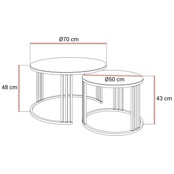 Runder Couchtisch 2in1 LORI GLASS gebürstetes Gold