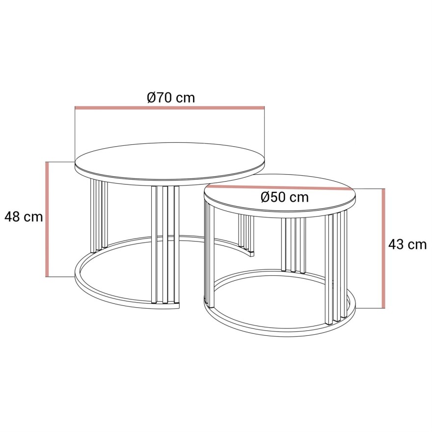 Runder Couchtisch 2in1 LORI GLASS gebürstetes Gold