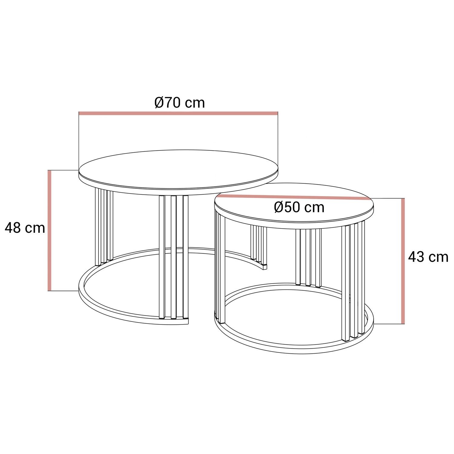 Runder Couchtisch 2in1 LORI GLASS gebürstetes Gold