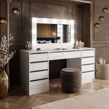 Schminktisch MADA DOUBLE mit LED-Beleuchtung