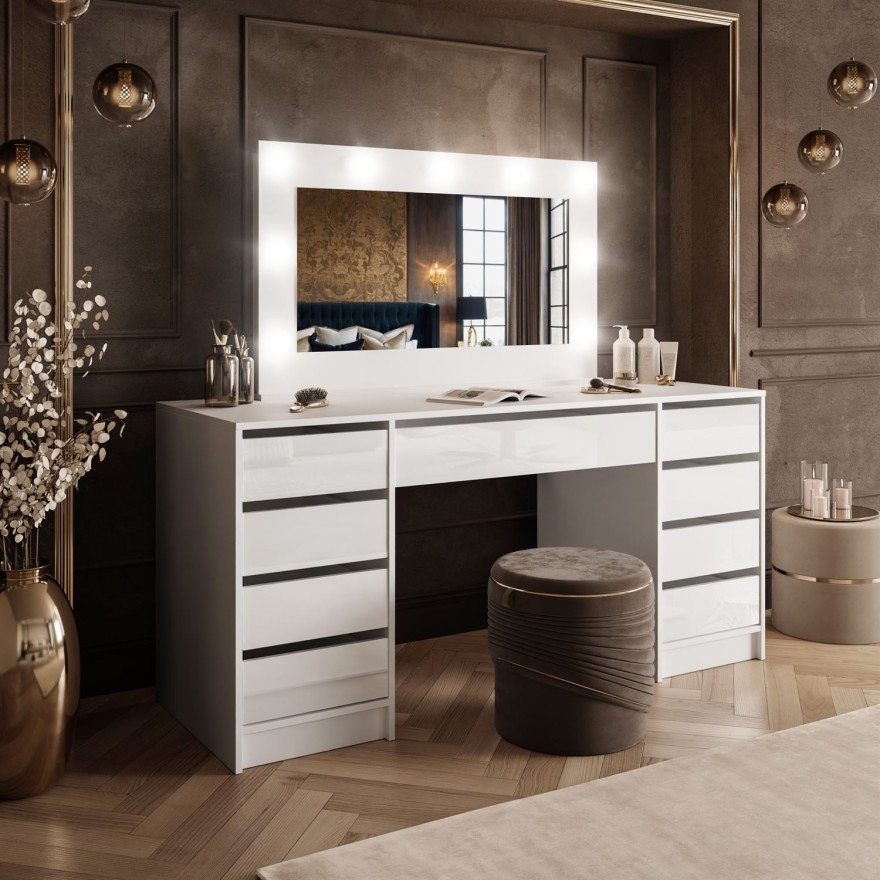 Schminktisch MADA DOUBLE mit LED-Beleuchtung