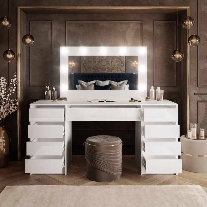 Schminktisch MADA DOUBLE mit LED-Beleuchtung