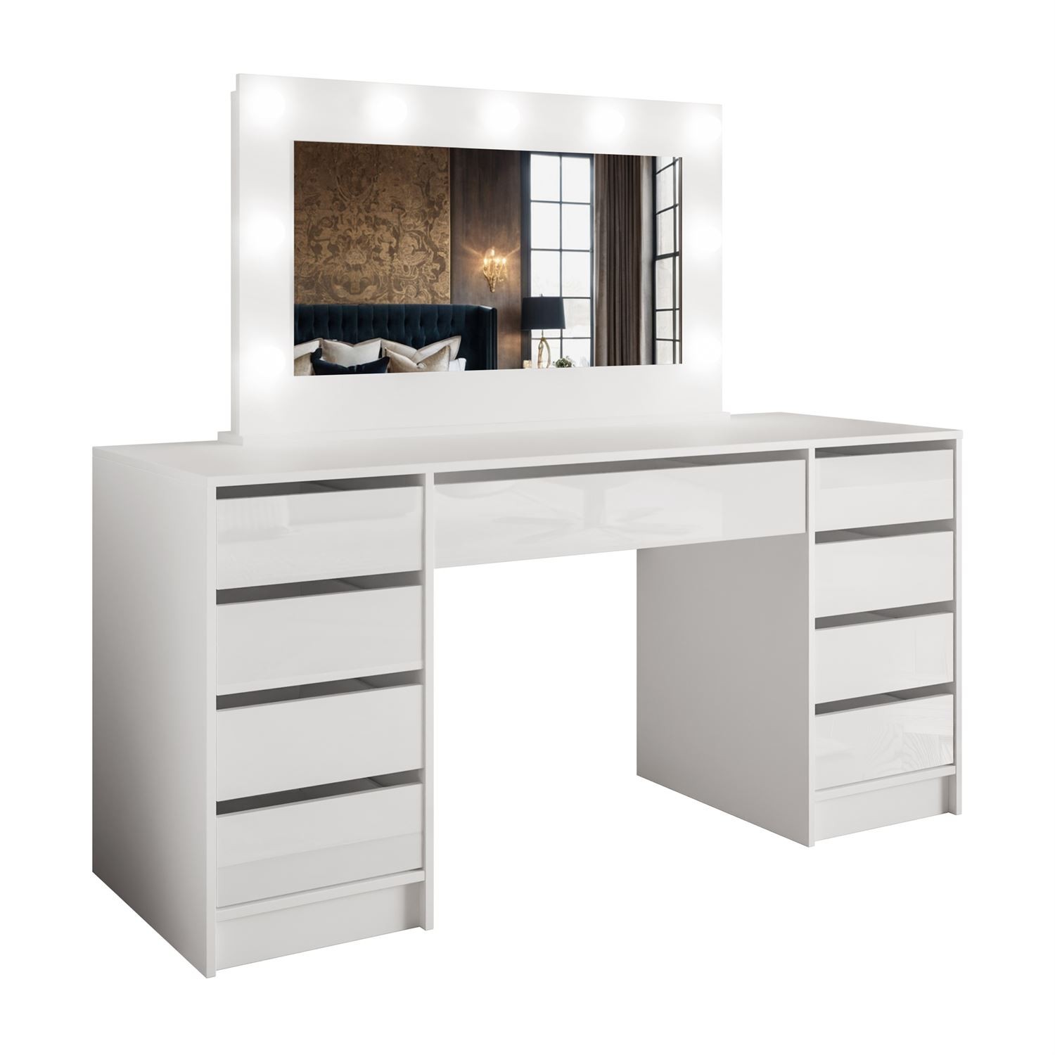 Schminktisch MADA DOUBLE mit LED-Beleuchtung